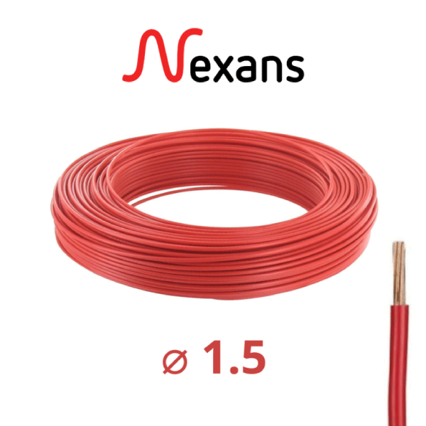 CABLE RIGIDE U500V 1,5MM² ROUGE IMACAB