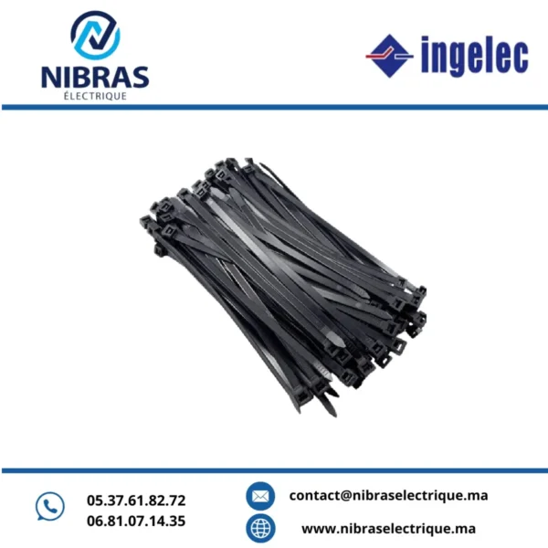 BOITE DE 100 COLLIER DE SERRAGE 3.6X300 NOIR INGELEC