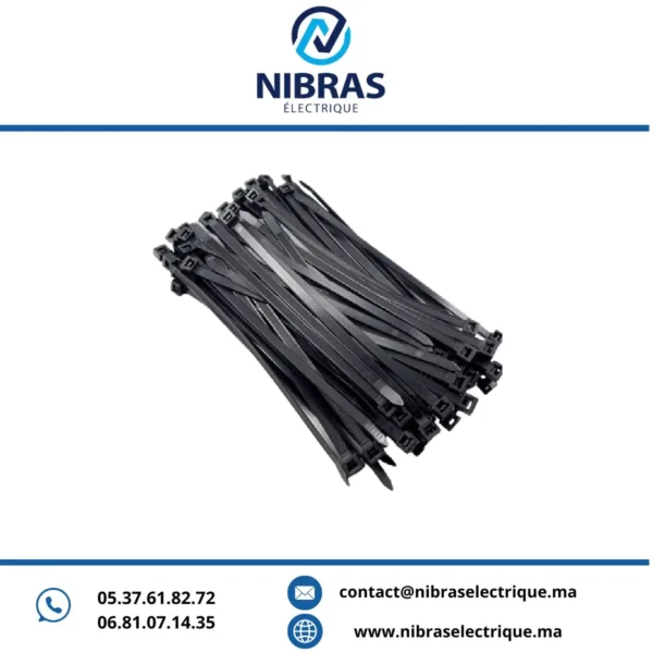 BOITE DE 100 COLLIERS DE SERRAGE NOIR 7.6*400 NYLON CABLE