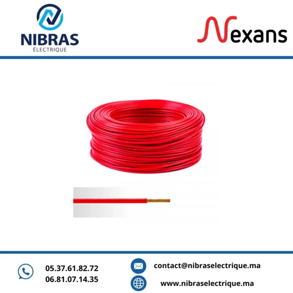 CABLE RIGIDE H07VR 10MM² ROUGE NEXANS