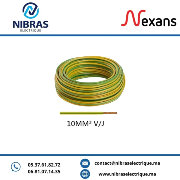 CABLE RIGIDE H07VR 10MM² V/J NEXANS