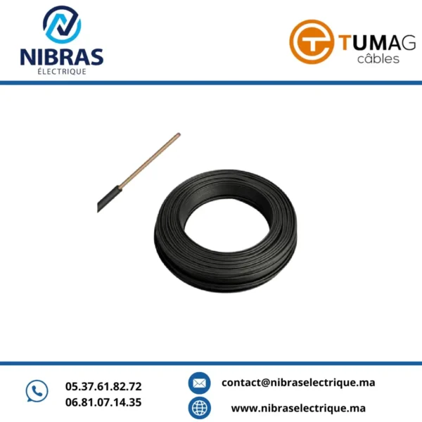 CABLE RIGIDE U500V 1,5MM NOIR TUMAG