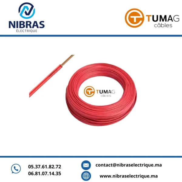 CABLE RIGIDE U500V 1,5MM ROUGE TUMAG