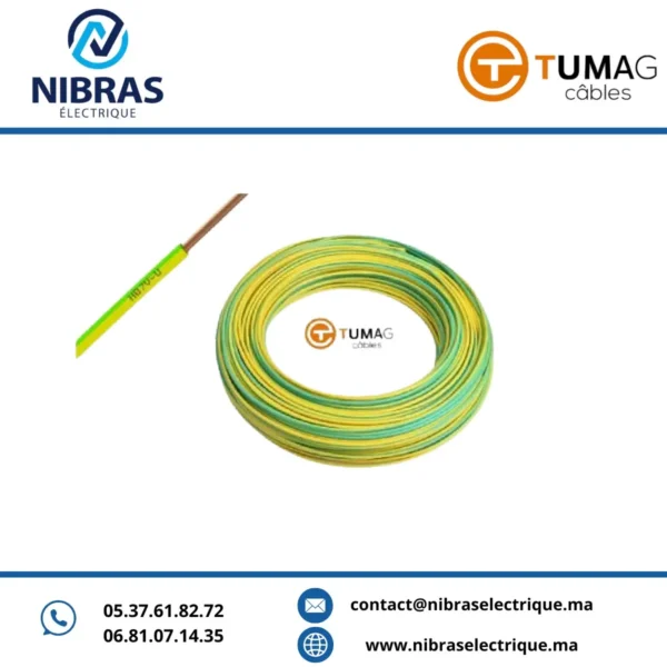 CABLE RIGIDE U500V 1,5MM V/J TUMAG
