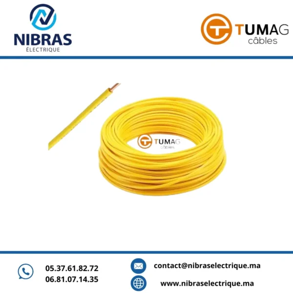 CABLE RIGIDE U500V 1,5MM2 JAUNE TUMAG