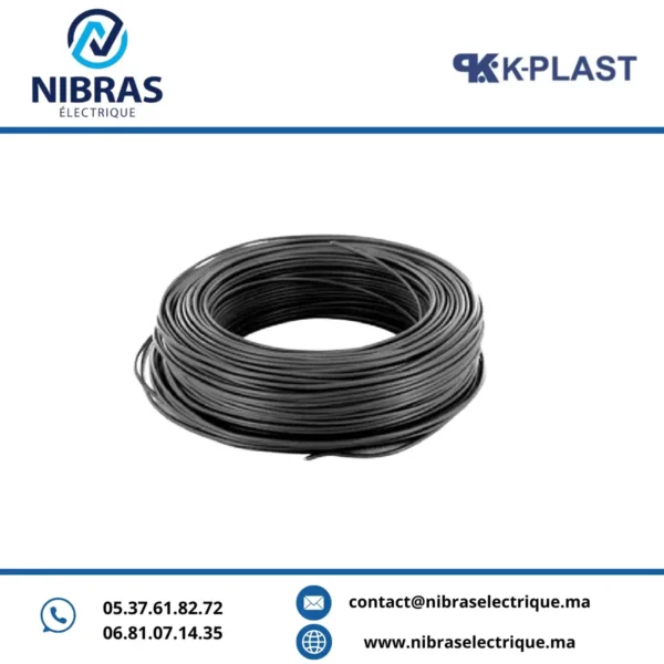 CABLE RIGIDE U500V 10MM² NOIR K PLAST