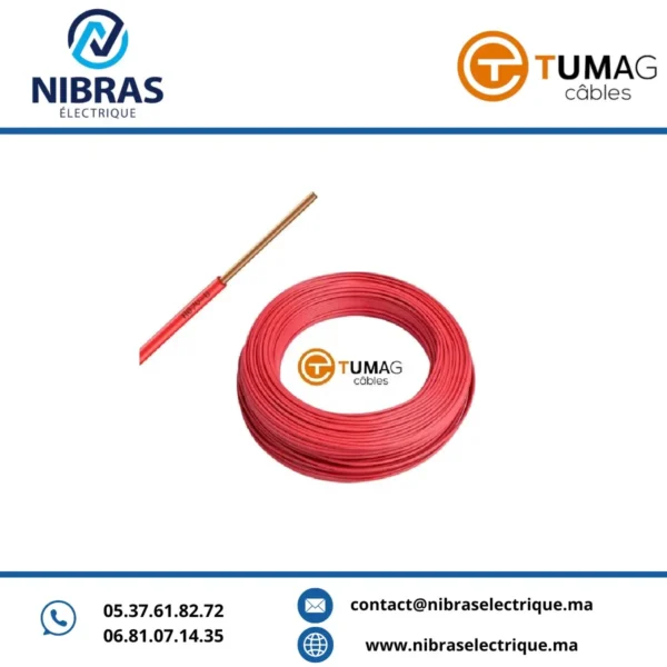 CABLE RIGIDE U500V 2,5MM2 ROUGE TUMAG