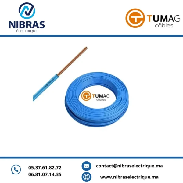 CABLE RIGIDE U500V 2,5MM² BLEU TUMAG