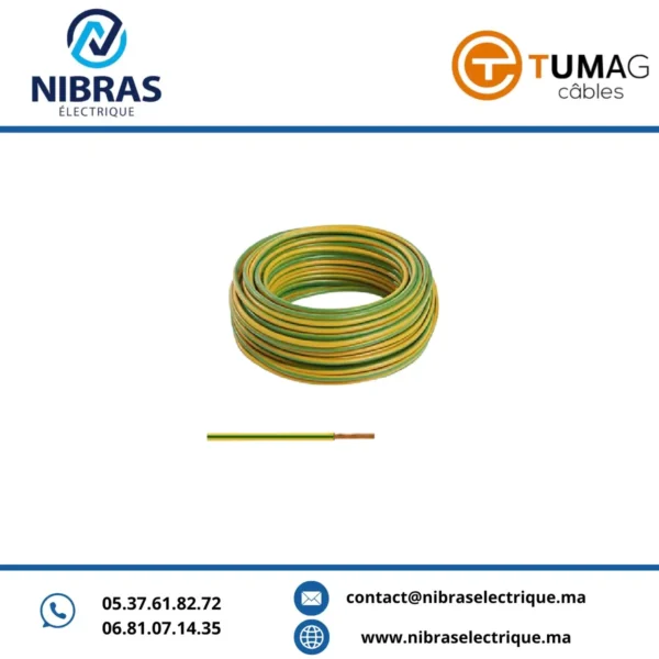 CABLE RIGIDE U500V 2,5MM² V/J TUMAG