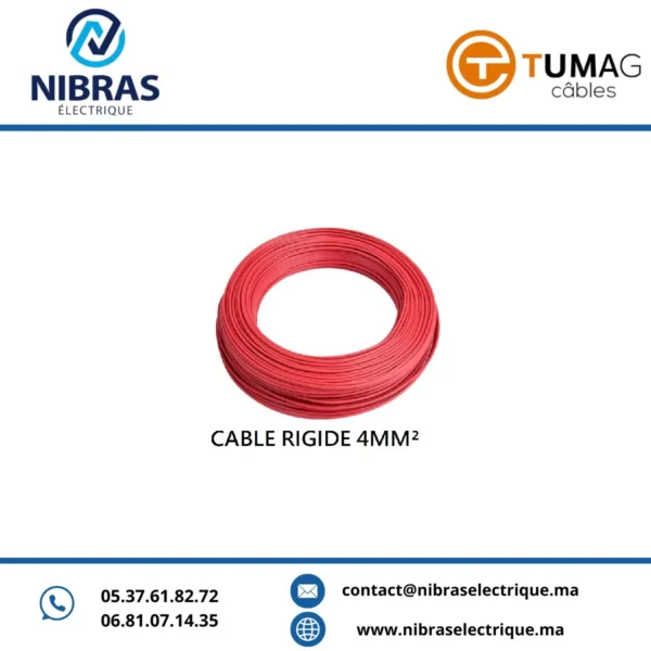 CABLE RIGIDE U500V 4MM² IMACAB/ NEXANS ROUGE