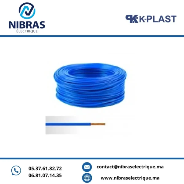 CABLE RIGIDE U500V 6MM² BLEU K PLAST