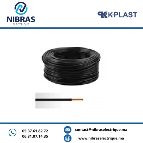 CABLE RIGIDE U500V 6MM² NOIR K PLAST