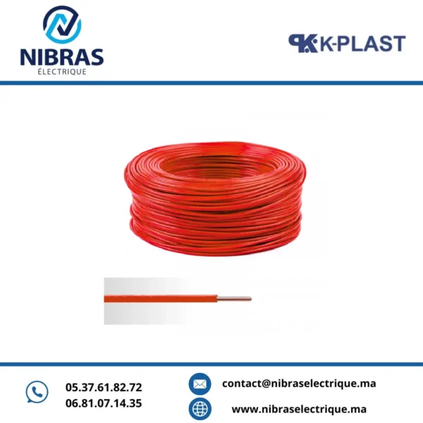 CABLE RIGIDE U500V 6MM² ROUGE K PLAST