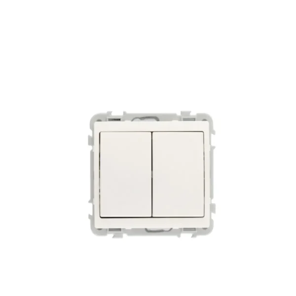 DOUBLE INTERRUPTEUR SUPPORT + MÉCANISME BLANC - CORNICHE BLANCHE INGELEC