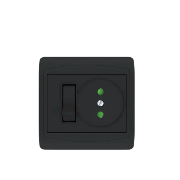 INTERRUPTEUR MEC VA & VIENT + PRISE 2P GALAXY NOIR