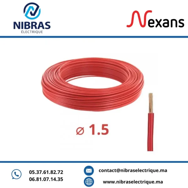CABLE RIGIDE U500V 1,5MM² ROUGE IMACAB/NEXANS – Image 2
