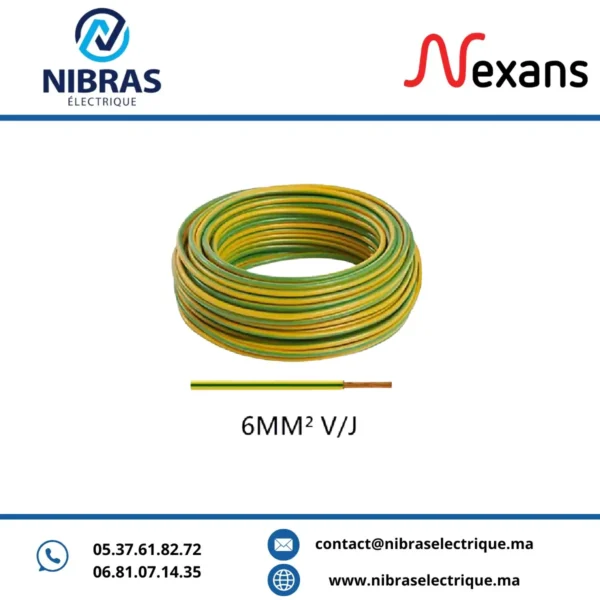 CABLE RIGIDE H07VR 6MM² V/J NEXANS