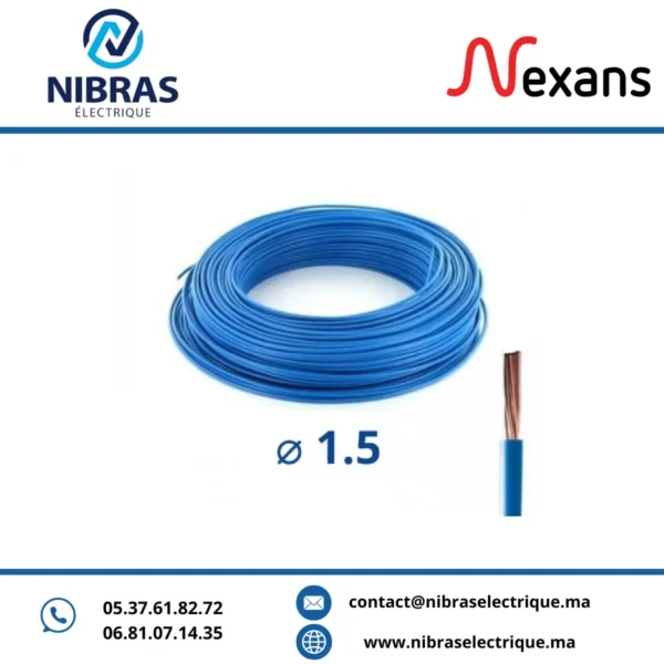 CABLE RIGIDE U500V 1,5MM² BLEU IMACAB / NEXANS – Image 2