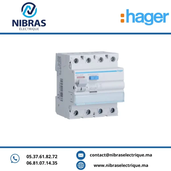 INTERRUPTEUR DIFFÉRENTIEL 4P 40A 300MA TYPE AC HAGER