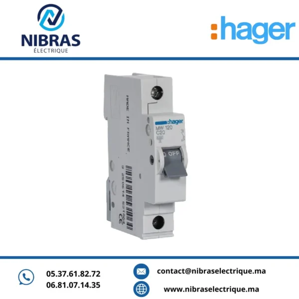 DISJONCTEUR 1P 3KA B-20A 1M HAGER