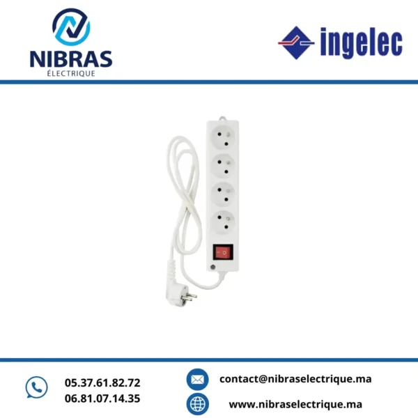 BLOC MULTIPRISES 4 POSTES L3M BLANC INGELEC