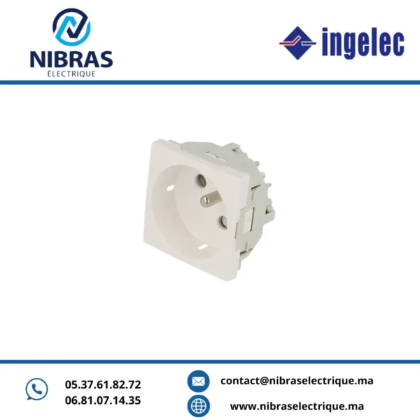 PRISE 2P+T 45X45 POUR PLINTHE INGELEC