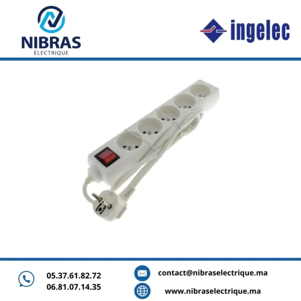 BLOC MULTIPRISES 5 POSTES L3M BLANC INGELEC