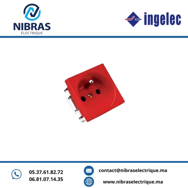 PRISE 2P+T 45X45 POUR PLINTHE ROUGE INGELEC