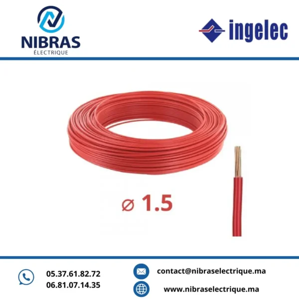 CABLE RIGIDE U500V 1,5MM² ROUGE IMACAB/NEXANS