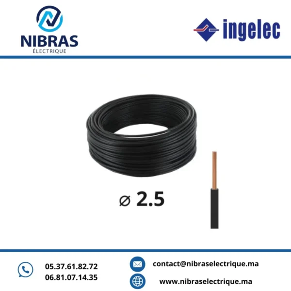 CABLE RIGIDE U500V 2,5MM² NOIR IMACAB / NEXANS