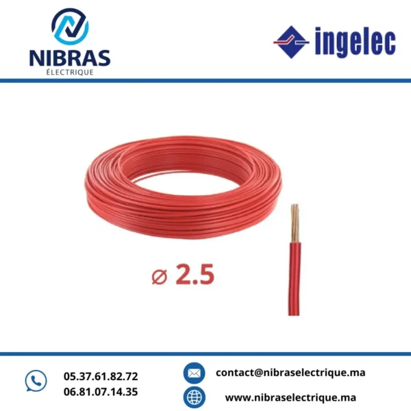 CABLE RIGIDE U500V 2,5MM² ROUGE IMACAB / NEXANS