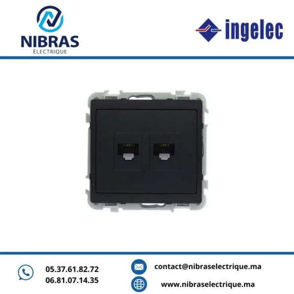 KIT MEC 2 PRISES INFO RJ45 CAT5 UTP INGELEC ANTHRACITE