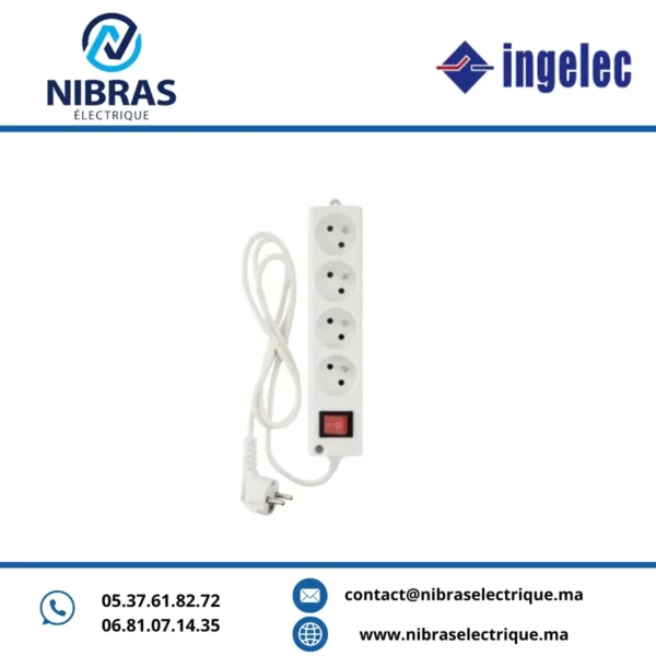 MULTIPRISE 4X2P+T 16A BLANC L1.5M INGELEC