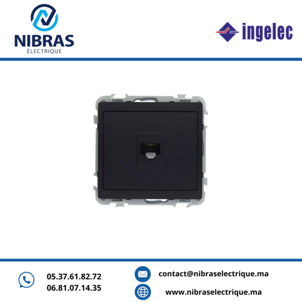 KIT MECANISME PRISE TEL 2 PAIRES INGELEC ANTHRACITE