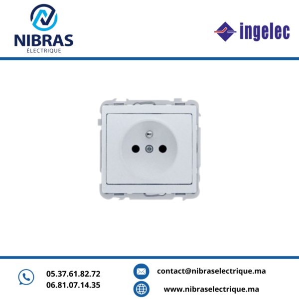 KIT MECANISME PRISE 2P+T JADE BLANC INGELEC