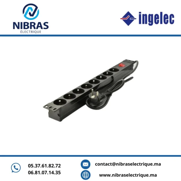 MULTIPRISES 1U 8P BOÎTIER ALUMINIUM AVEC INTERRUPTEUR CÂBLE 3M