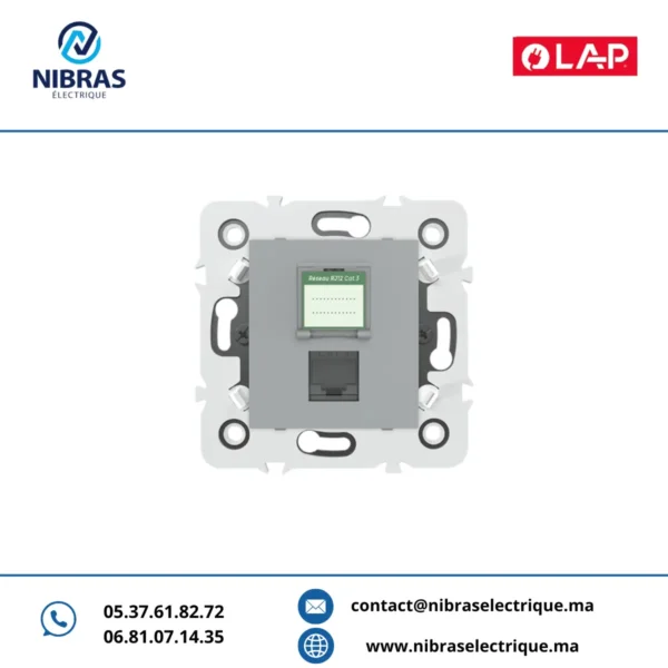 PRISE DE TELEPHONE RJ12 CAT3 OBTURATEUR Millenium GRIS CLAIR