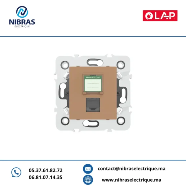 PRISE DE TELEPHONE RJ12 CAT3 OBTURATEUR Millenium MARRON