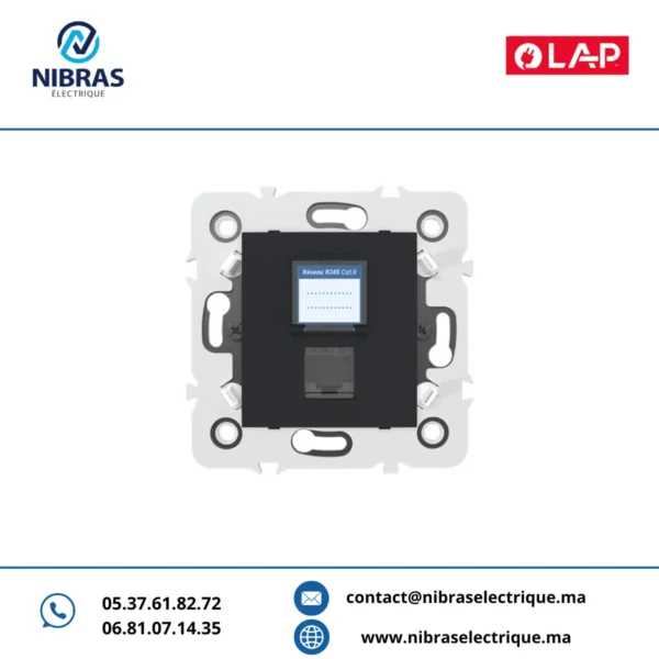 PRISE RJ45 CAT.6 OBTURATEUR GRIS NOIR