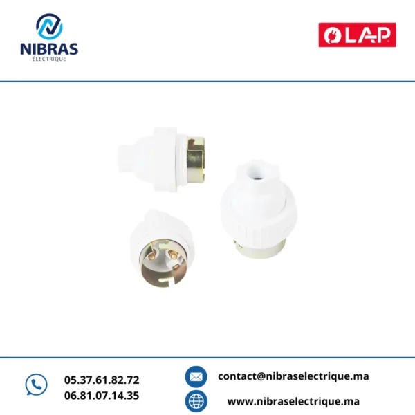 DOUILLE B22 DOUBLE BAGUES BLANC