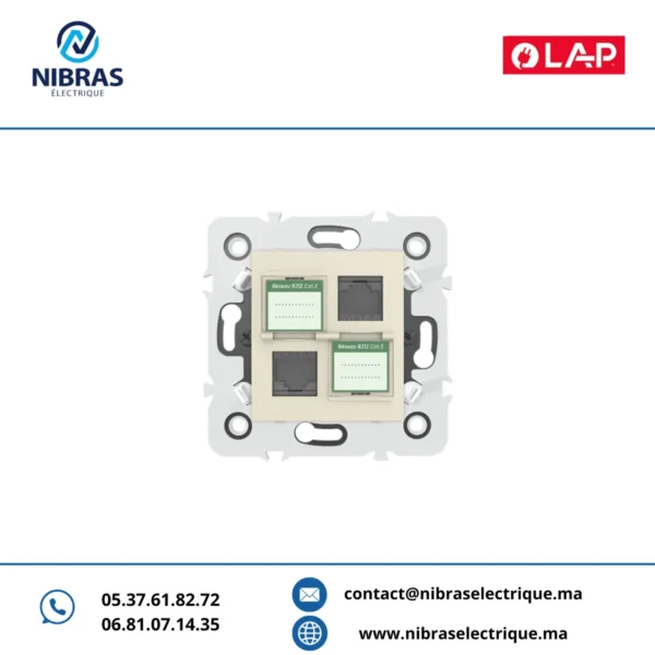 DOUBLE PRISE RJ12 CAT3 + OBTURATEURS MARFIL