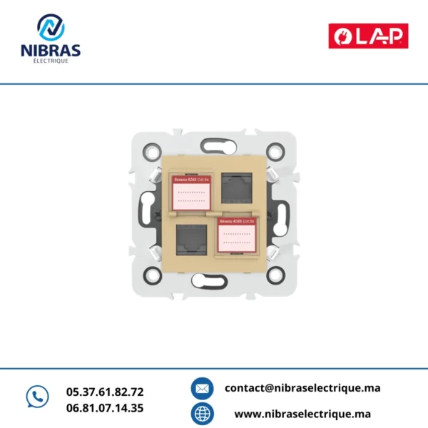 DOUBLE PRISE RJ45 CAT.5e + OBTURATEURS
