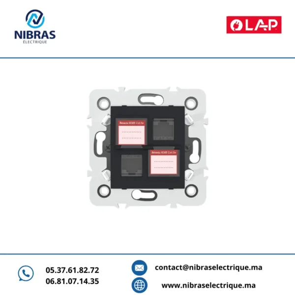 DOUBLE PRISE RJ45 CAT.5e + OBTURATEURS