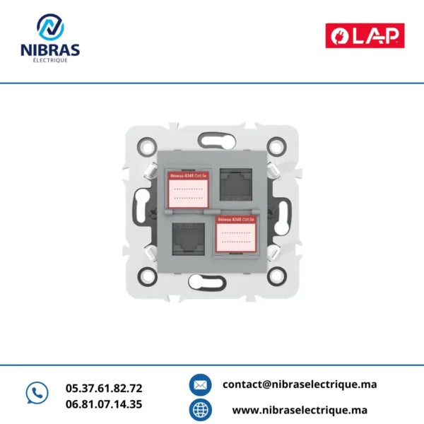 DOUBLE PRISE RJ45 CAT.5e + OBTURATEURS