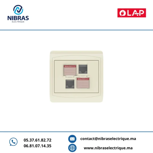 DOUBLE PRISE RJ45 CAT.5e + OBTURATEURS MARFIL