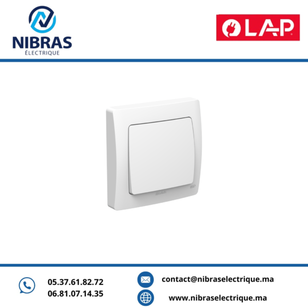 INTERRUPTEUR VA & VIENT SIMPLE AQUA(Encastré) BLANC