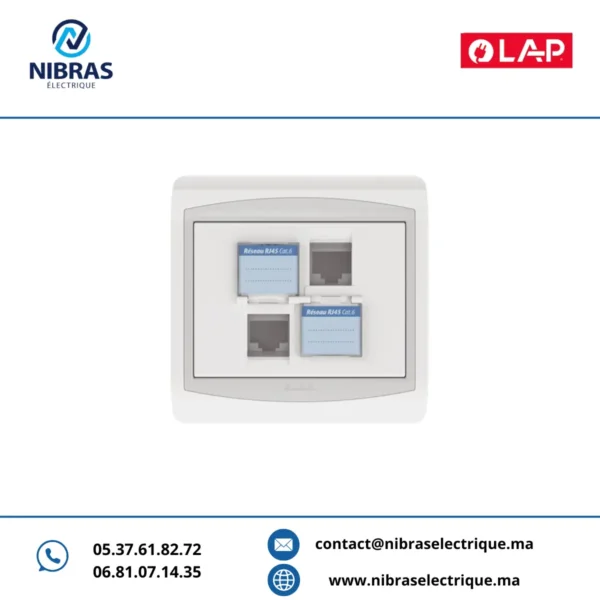 DOUBLE PRISE RJ45 CAT.6 + OBTURATEUR GALAXY BLANC