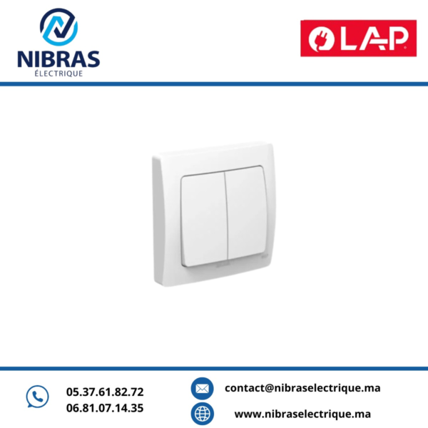 INTERRUPTEUR VA & VIENT DOUBLE AQUA(Encastré) BLANC