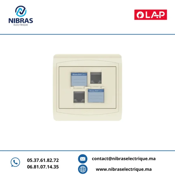 DOUBLE PRISE RJ45 CAT.6 + OBTURATEUR GALAXY MARFIL