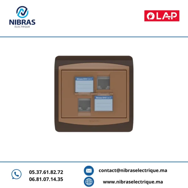 DOUBLE PRISE RJ45 CAT.6 + OBTURATEUR GALAXY MARRON